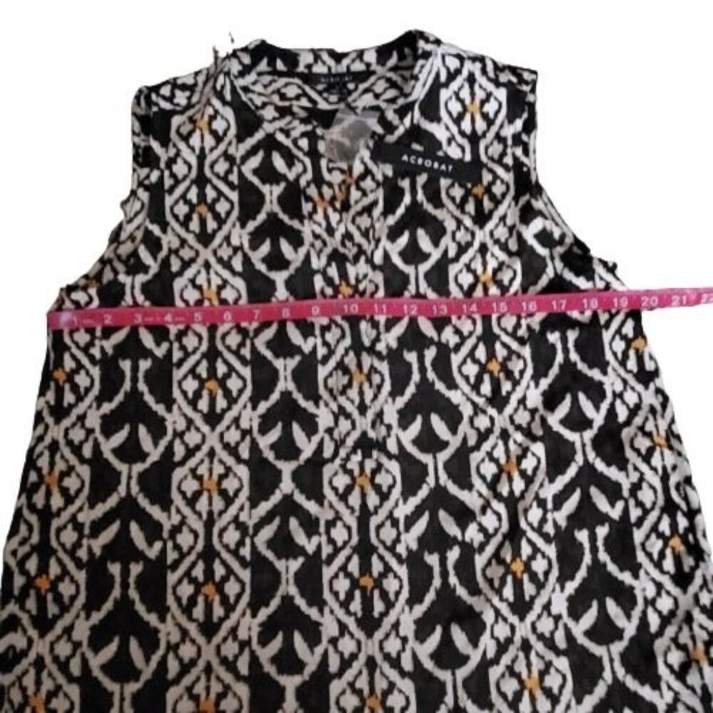 Acrobat Women's 100% Silk Sleeveless Black/White Print Tunic Dress‎ Size Medium - Picture 9 of 10